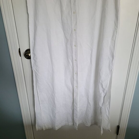 NEW Gap Linen Maxi Shirtdress Large Petite White Button Womens Sleeveless - Picture 3 of 10